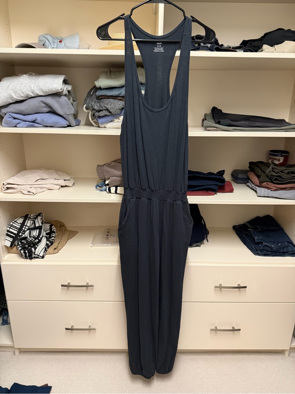 aerie Black Racerback Tank Jumpsuit